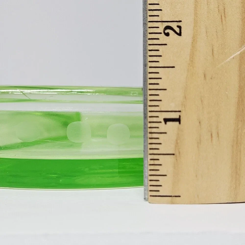 Vtg Green Uranium Vaseline Glass 3 Part Serving Dish Jewelry organizer Trinket